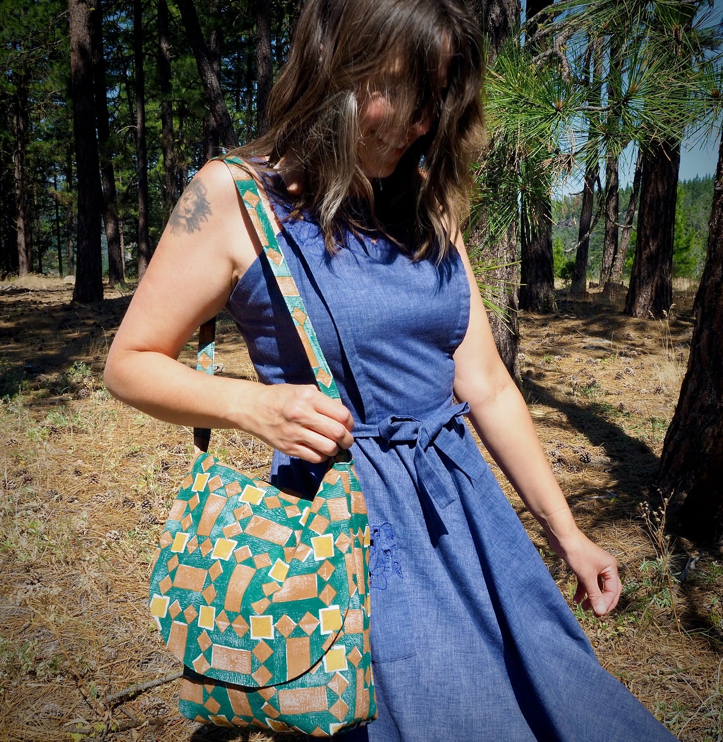 Sale! Shoulder bag with block print
