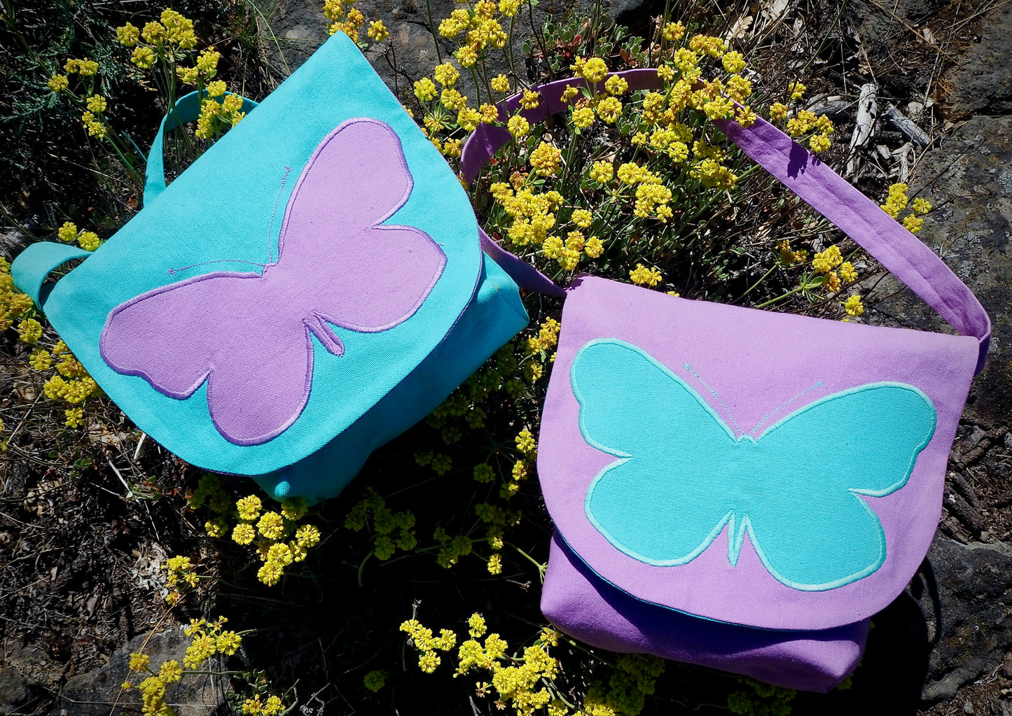 Shoulder Bag With Applique in Aqua