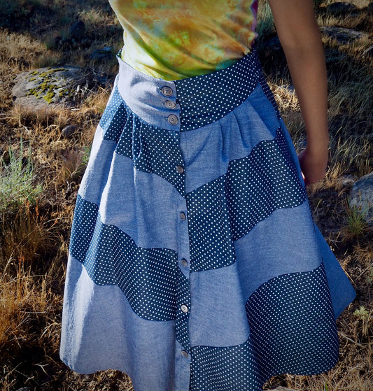 Chevron Patchwork Midi Skirt