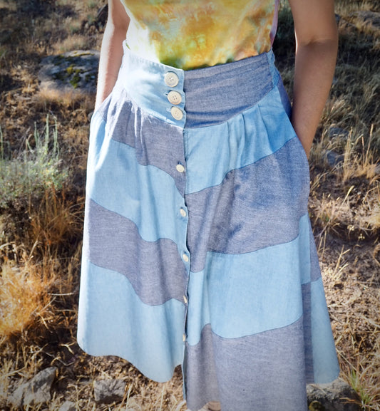 Chevron Patchwork Midi Skirt