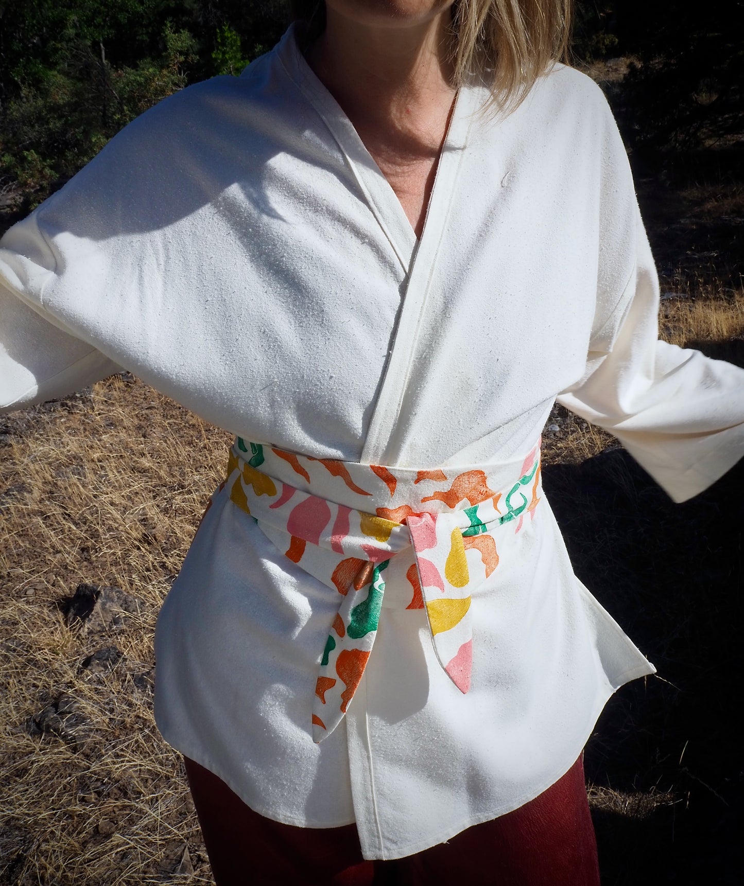 Block Printed Silk Belt