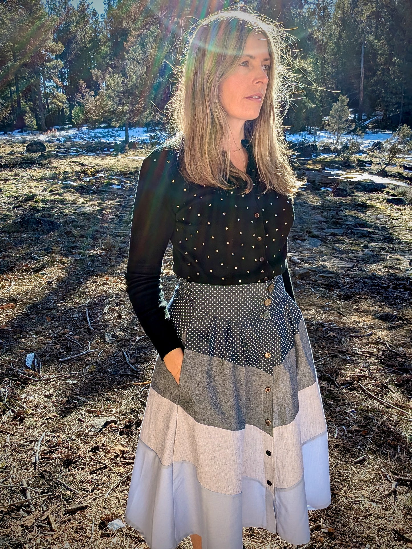 Patchwork Midi Skirt