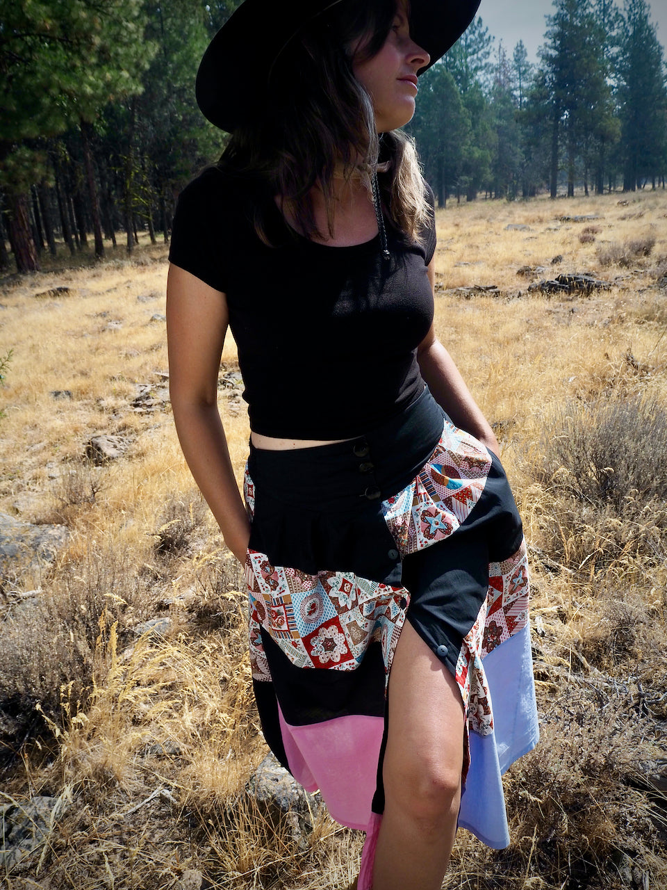 Patchwork Midi Skirt