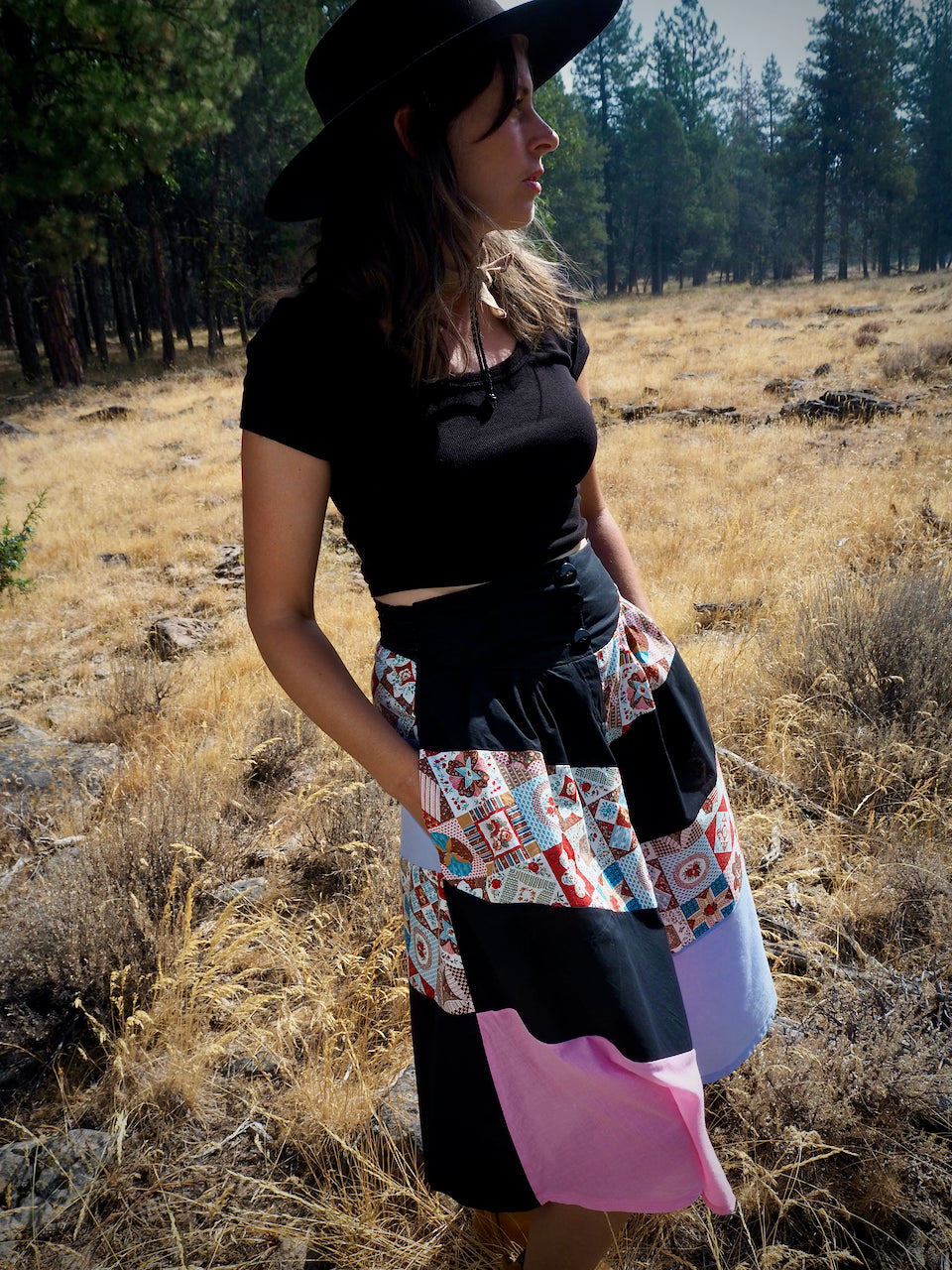 Patchwork Midi Skirt