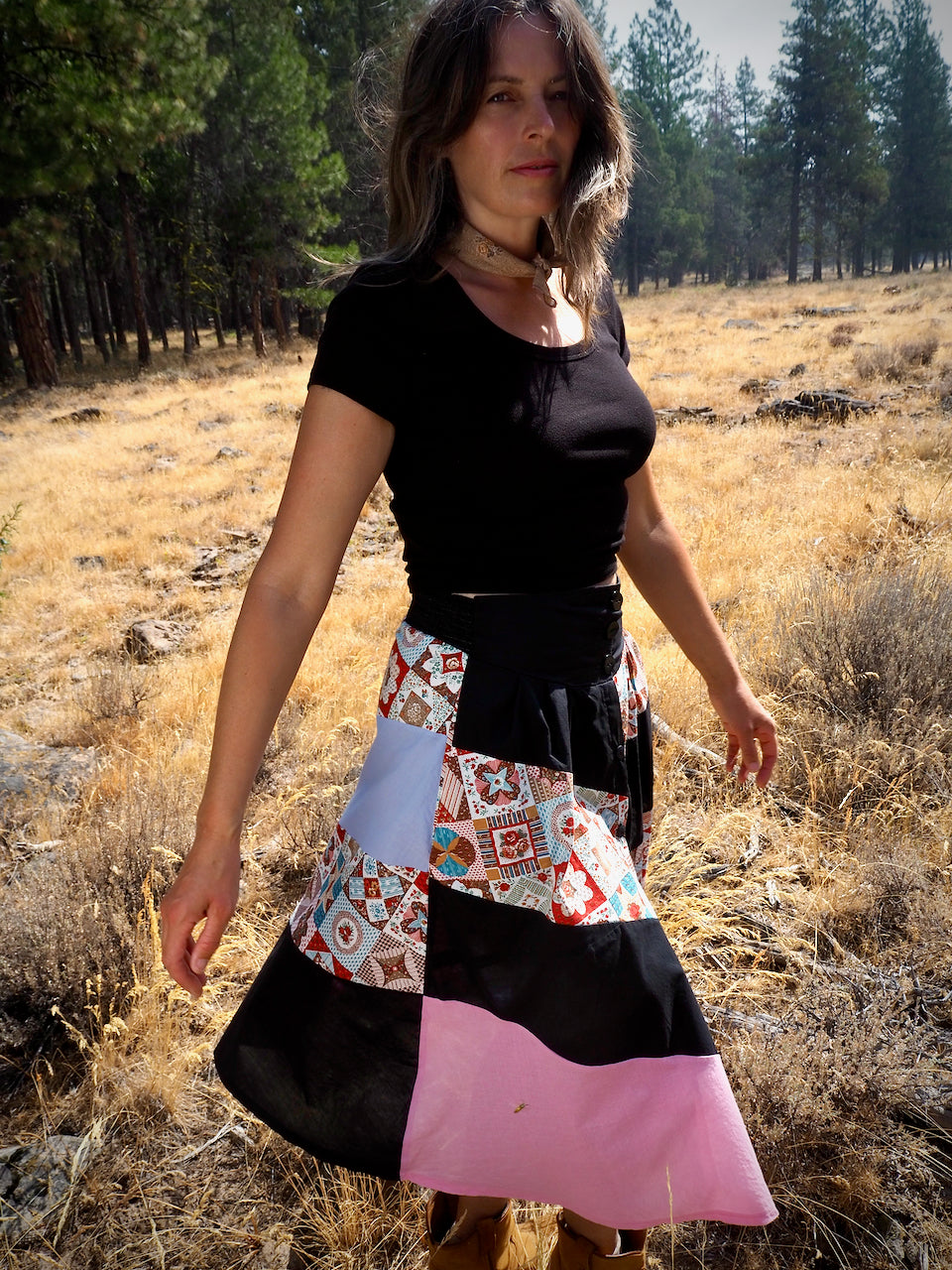 Patchwork Midi Skirt